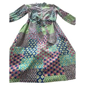 Talbots Patchwork 3/4 sleeve belted dress